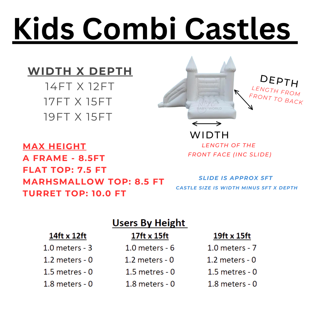 Kids H Frame (Flat Top) Slide & Bouncy Castle Combi