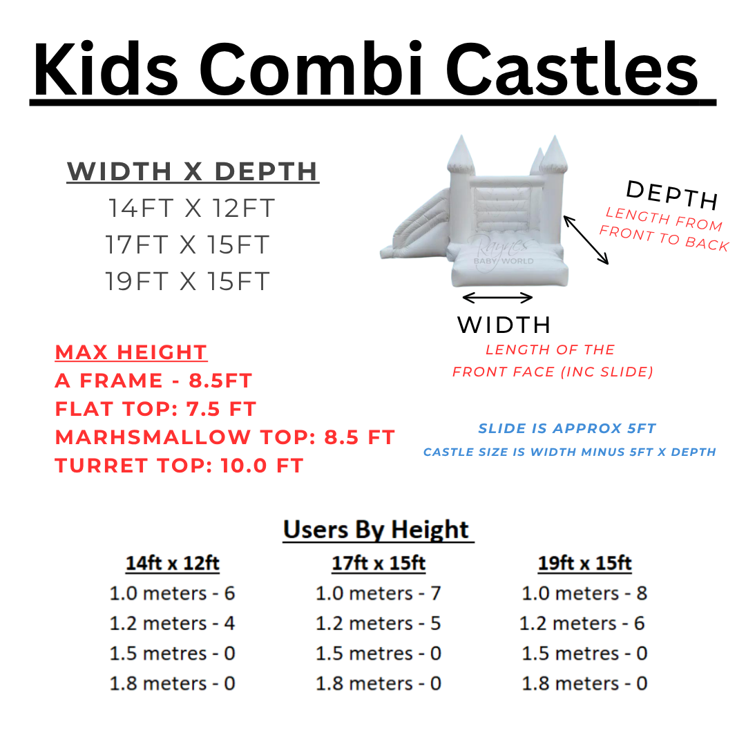 Kids H Frame (Flat Top) Slide & Bouncy Castle Combi