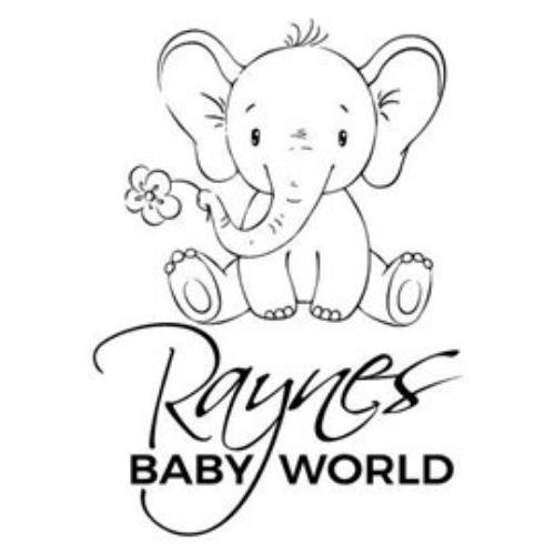 Rayne's Baby World logo featuring premium baby toys and soft play essentials