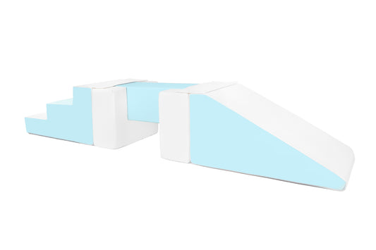Beam, Step and Slide - Pastel Blue & White
