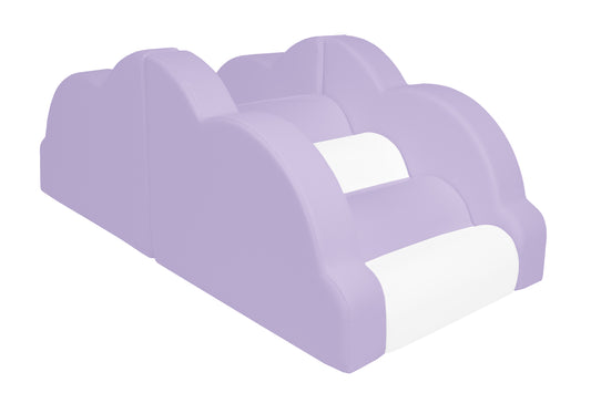 Lilac and white Cloud Climber by Raynes Baby World with four soft play shapes for climbing and sliding