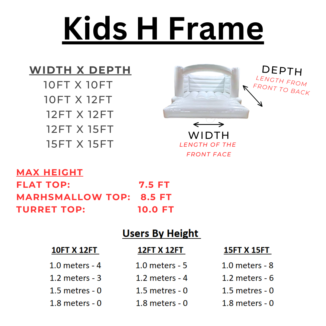 Kids H Frame (Flat Top) Bouncy Castle
