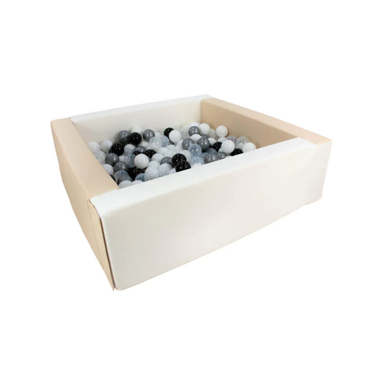 Eco Leather Square Ball Pool - Beige and White