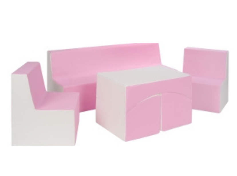 PVC Foam Furniture Set - Pastel Pink and White