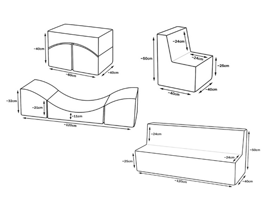 PVC Foam Furniture Set - Pastel Blue and White