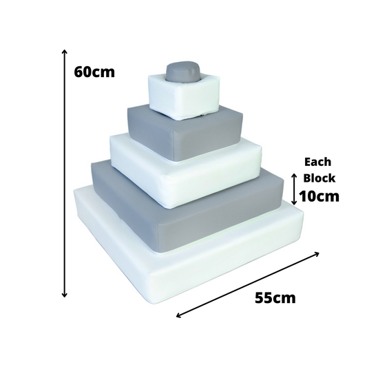 Pyramid Stacking Tower Blocks - Grey & White