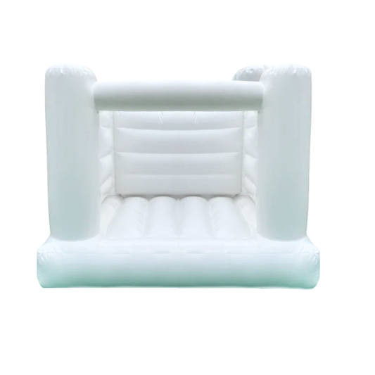 Raynes Baby World MAXI Bouncy Castle in white, 9ft x 9ft, with tall side pillars and open front